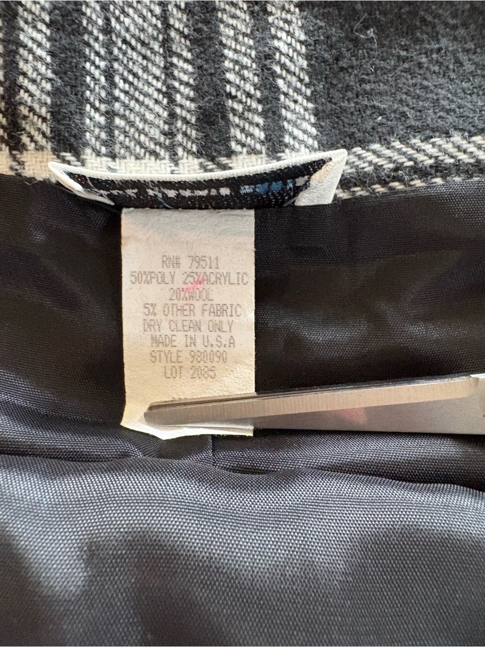 Black & White Plaid A-Line Skirt - Classic Windowpane - Picture 6 of 6
